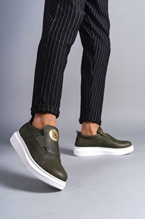 Hippo Bağcıksız Cilt Erkek Günlük Sneaker Ayakkabı BT Haki