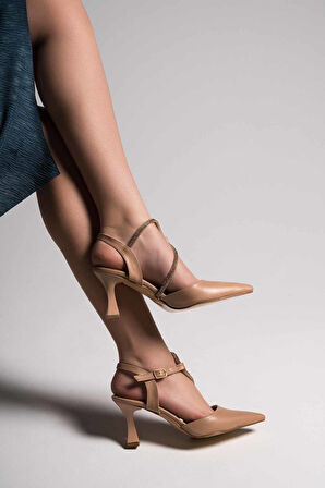 İlme Nude Kadın Taşlı Topuklu Ayakkabı