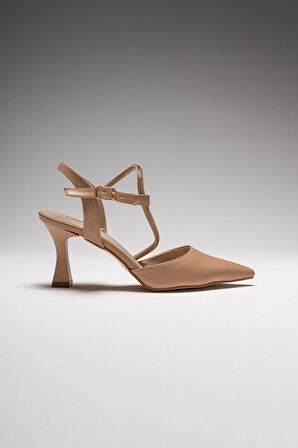 İlme Nude Kadın Taşlı Topuklu Ayakkabı