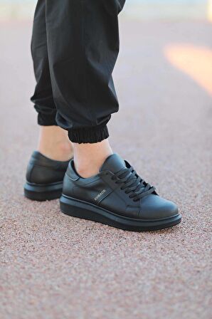 Middles Bağcıklı Erkek Günlük Sneaker Ayakkabı ST Siyah