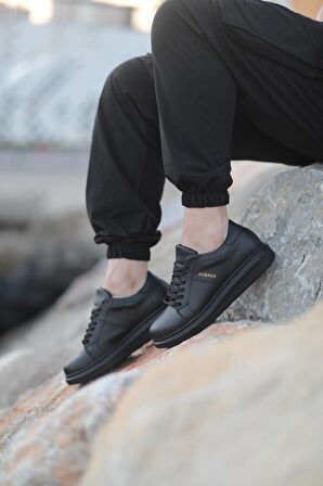 Middles Bağcıklı Erkek Günlük Sneaker Ayakkabı ST Siyah