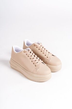 BİANA Bağcıklı Ortopedik Taban Kadın Sneaker Ayakkabı TT Ten