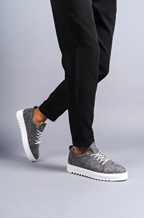 Cool Bağcıklı Keten Erkek Günlük Spor Klasik Ayakkabı BT Gri