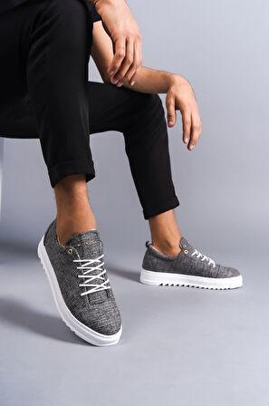 Cool Bağcıklı Keten Erkek Günlük Spor Klasik Ayakkabı BT Gri