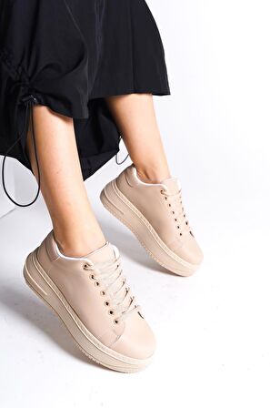 BİANA Bağcıklı Ortopedik Taban Kadın Sneaker Ayakkabı TT Ten