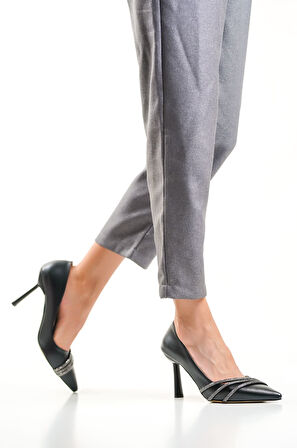 Lorisir Siyah Kadın İnce Topuklu Stiletto