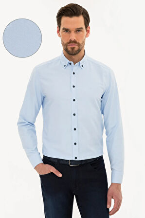Açık Mavi Slim Fit Oxford Gömlek