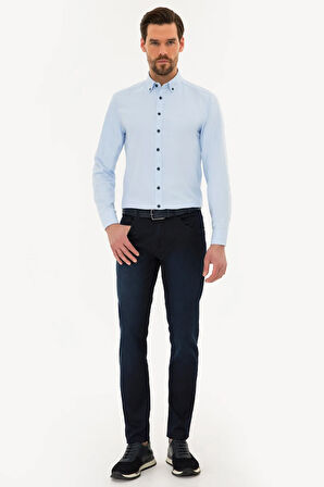 Açık Mavi Slim Fit Oxford Gömlek
