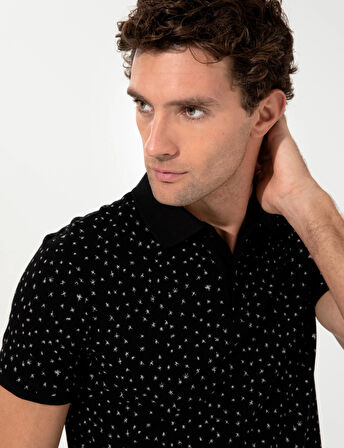 Polo Yaka Erkek T-Shirt-Siyah | S