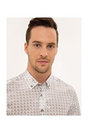 Erkek Haki Slim Fit Gömlek G021SZ004.000.1013121
