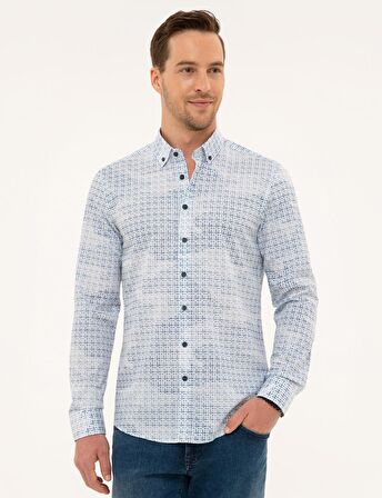Pierre Cardin  Erkek Mavi Slim Fit Gömlek G021SZ004.000.1013121