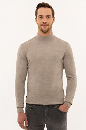 Erkek Taş Slim Fit Yarım Balıkçı Yaka Basic Triko Kazak G021SZ0TK.000.1111413