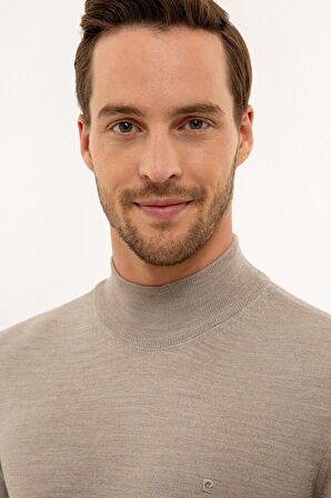 Erkek Taş Slim Fit Yarım Balıkçı Yaka Basic Triko Kazak G021SZ0TK.000.1111413