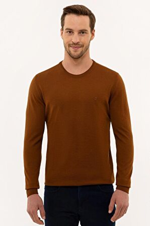 Erkek Taba Slim Fit Bisiklet Yaka Basic Triko Kazak G021SZ0TK.000.1111422
