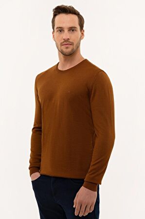 Erkek Taba Slim Fit Bisiklet Yaka Basic Triko Kazak G021SZ0TK.000.1111422