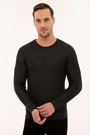 Erkek Antrasit Melanj Slim Fit Triko Kazak G021SZ0TK.000.1110377