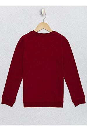 Bisiklet Yaka Normal Kalıp Düz Kırmızı Erkek Çocuk Sweatshirt