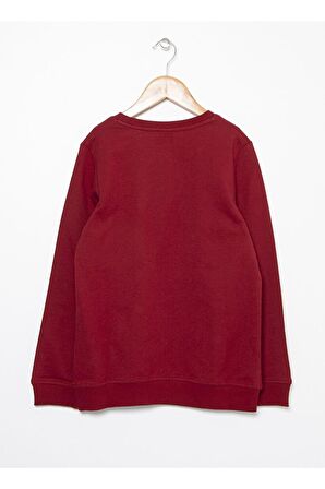 Bisiklet Yaka Normal Kalıp Düz Kırmızı Erkek Çocuk Sweatshirt