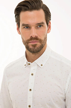 Bej Slim Fit Gömlek