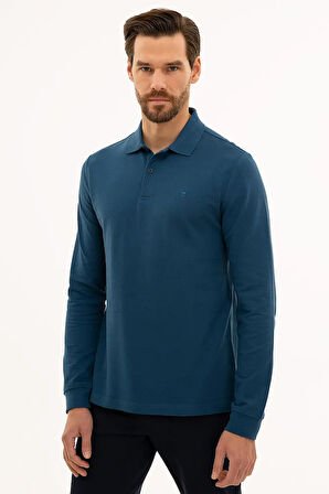 Erkek Açık Lacivert Slim Fit Polo Yaka Sweatshirt G021GL082.000.1208969