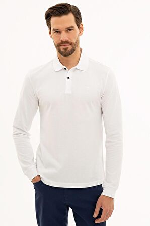 Erkek Beyaz Slim Fit Polo Yaka Sweatshirt G021GL082.000.1208969