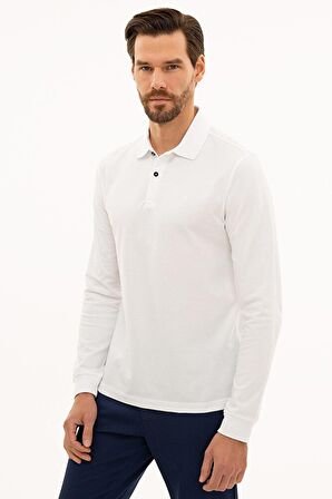 Erkek Beyaz Slim Fit Polo Yaka Sweatshirt G021GL082.000.1208969