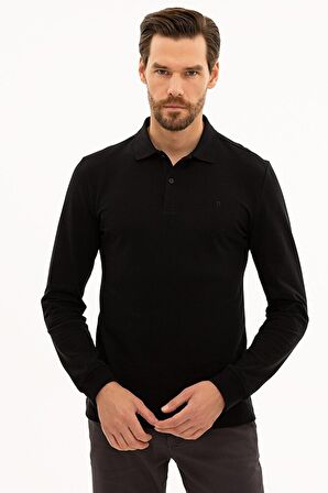 Erkek Siyah Slim Fit Polo Yaka Sweatshirt G021GL082.000.1208969