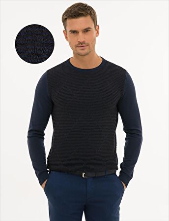 Pierre Cardin  Lacivert Slim Fit Triko Kazak