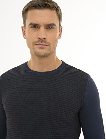 Pierre Cardin  Lacivert Slim Fit Triko Kazak