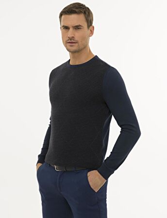 Pierre Cardin  Lacivert Slim Fit Triko Kazak