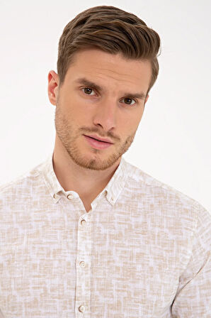 Bej Slim Fit Gömlek