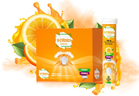 N-C Vitmics Vitamin C 1000 mg, Çinko 10 mg. Vitamin D 10 mcg. içeren 20 Efervesan Tablet