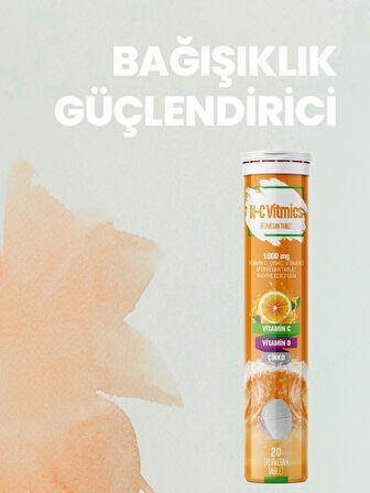N-C Vitmics Vitamin C 1000 mg, Çinko 10 mg. Vitamin D 10 mcg. içeren 20 Efervesan Tablet