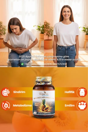 Bromelain (3600 GDU) & Papain - Doğal Proteolitik Enzim (30Kapsül & 700Mg)