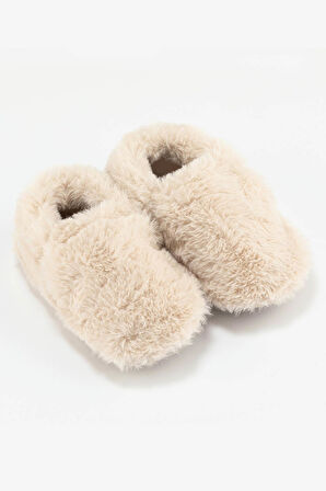 Furry Furry Kırık Beyaz Kürk Barefoot Patik (Hediye Seti)