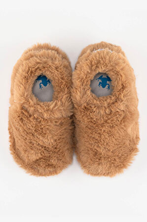 Furry Furry Kestane Kahverengi Kürk Barefoot Patik (Hediye Seti)