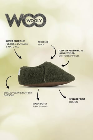 Recycled Woo Wooly Yünlü Haki Barefoot Patik