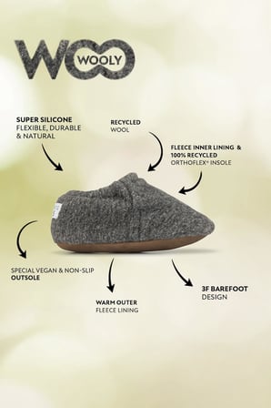 Recycled Woo Wooly Yunlu Gri Barefoot Patik