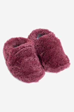 Furry Furry Bordo Kürk Barefoot Patik (Hediye Seti)