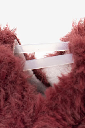 Furry Furry Bordo Kürk Barefoot Patik (Hediye Seti)