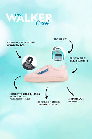 Smart Walker Casual Süper Mat Pembe Barefoot Çocuk Ayakkabı