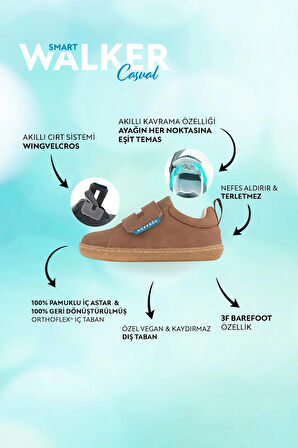 Smart Walker Casual Kahverengi Meşe Barefoot Çocuk Ayakkabı