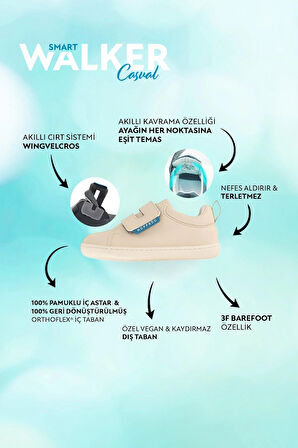 Smart Walker Casual Süper Mat Bej Barefoot Çocuk Ayakkabı