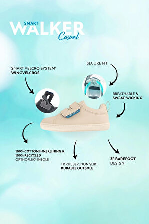 Smart Walker Casual Süper Mat Bej Barefoot Çocuk Ayakkabı