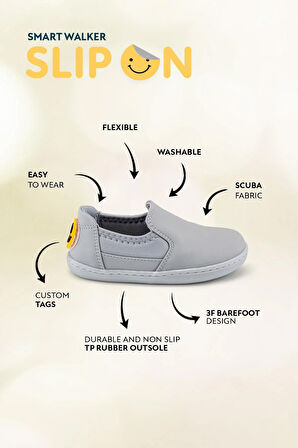 Smart Walker Slip-On #Tags Süper Mat Gri Barefoot Işıklı Çocuk Ayakkabı