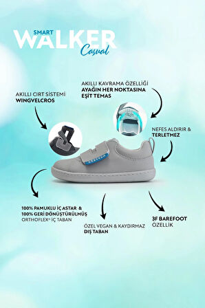 Smart Walker Casual Süper Mat Havalı Gri Barefoot Çocuk Ayakkabı