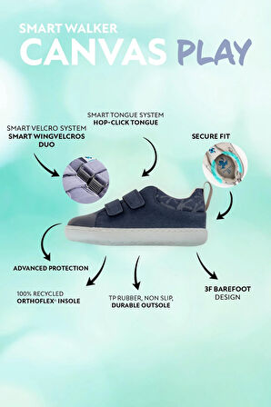 Smart Walker Canvas Play Lacivert Barefoot Çocuk Ayakkabı