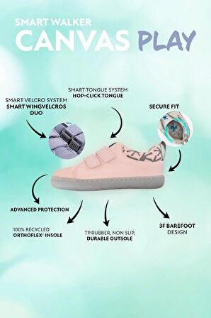 Smart Walker Canvas Play Toz Pembe Barefoot Çocuk Ayakkabı