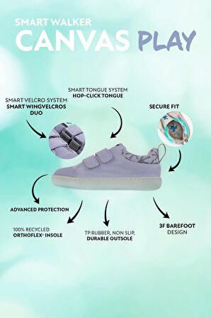 Smart Walker Canvas Play Lila Barefoot Çocuk Ayakkabı