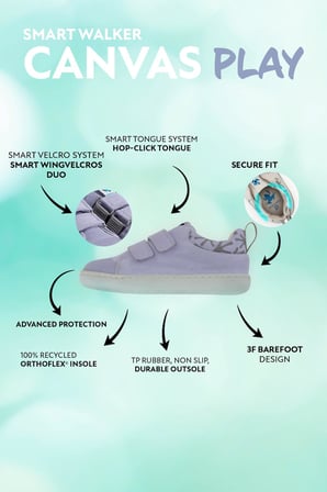 Smart Walker Canvas Play Eco Gri Barefoot Çocuk Ayakkabı